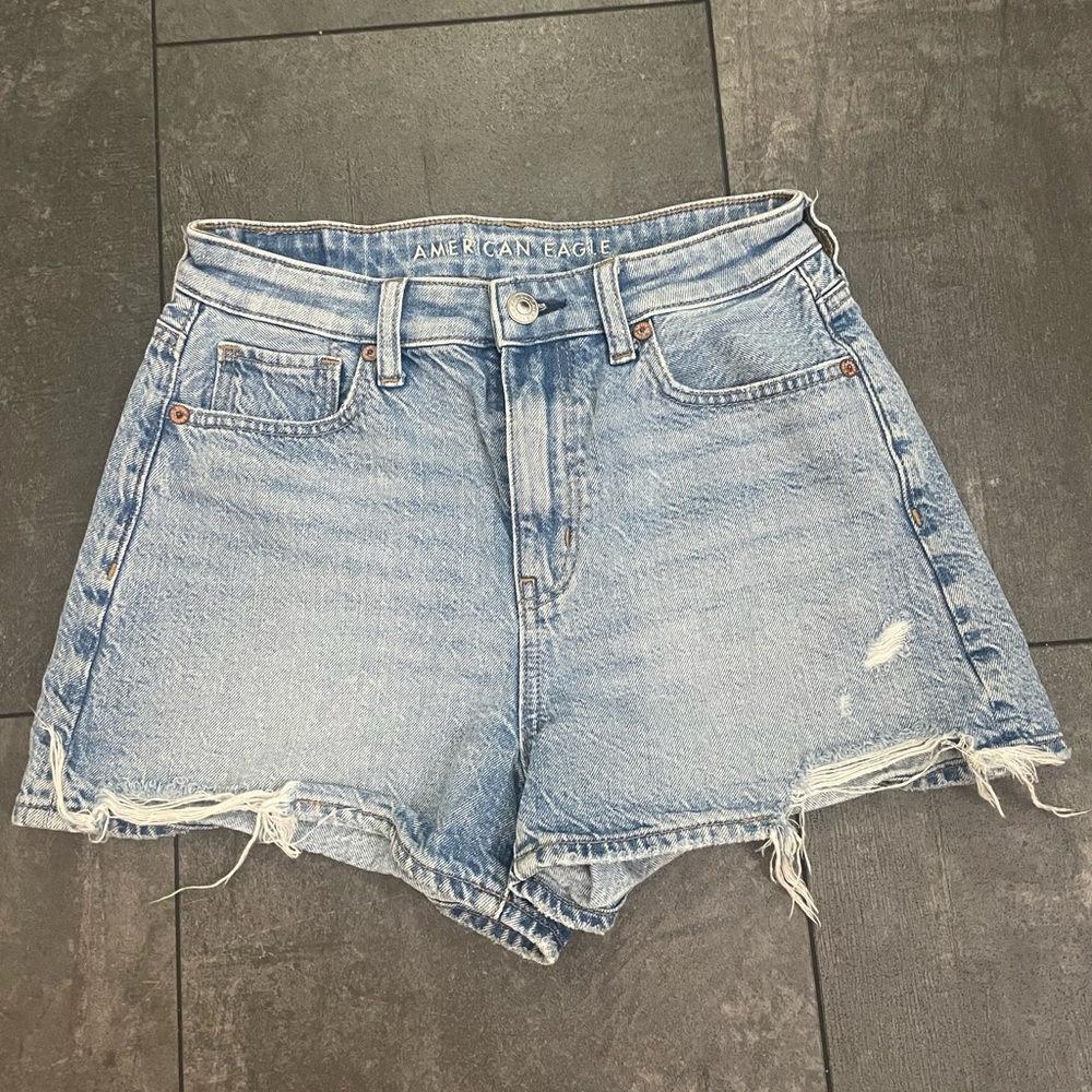 American Eagle Outfitters Light Blue Distressed Jean Shorts